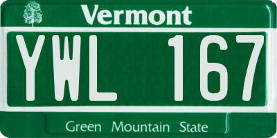 VT license plate YWL167
