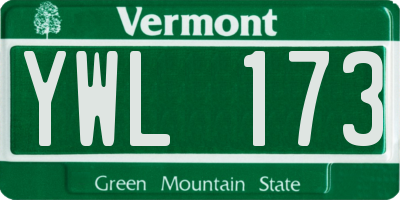 VT license plate YWL173