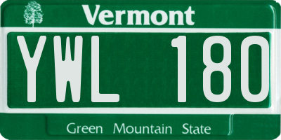 VT license plate YWL180