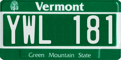 VT license plate YWL181