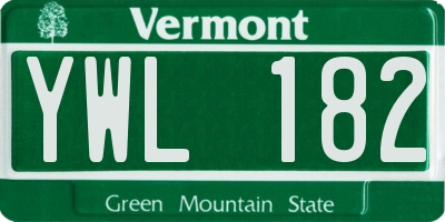 VT license plate YWL182