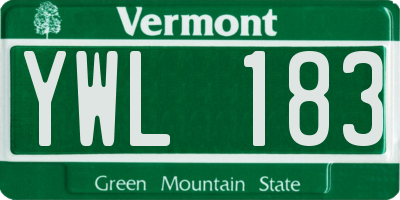 VT license plate YWL183