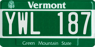 VT license plate YWL187