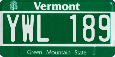 VT license plate YWL189