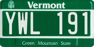 VT license plate YWL191
