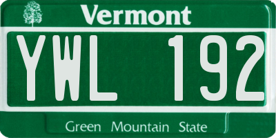 VT license plate YWL192