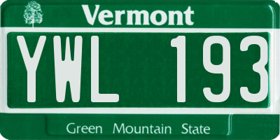 VT license plate YWL193