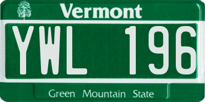 VT license plate YWL196