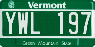 VT license plate YWL197
