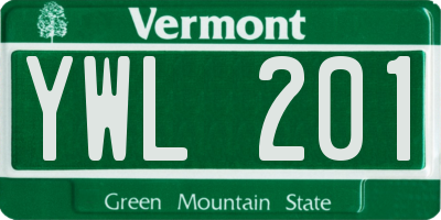 VT license plate YWL201