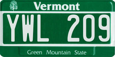 VT license plate YWL209