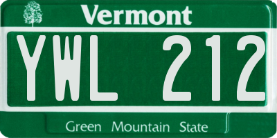 VT license plate YWL212