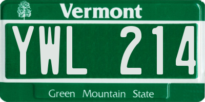 VT license plate YWL214