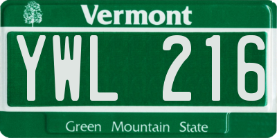 VT license plate YWL216