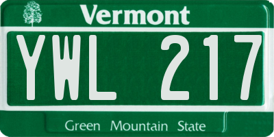 VT license plate YWL217