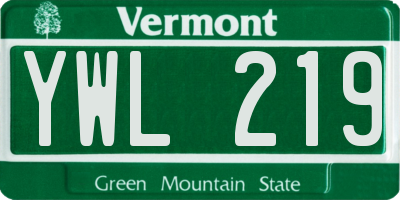 VT license plate YWL219
