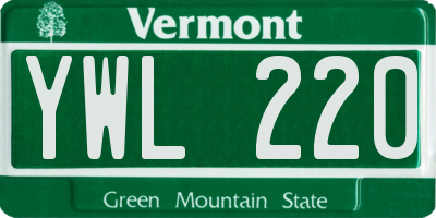 VT license plate YWL220