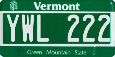 VT license plate YWL222