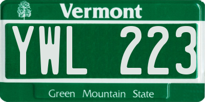 VT license plate YWL223