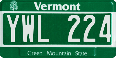 VT license plate YWL224