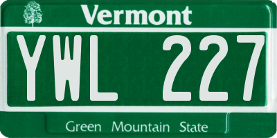 VT license plate YWL227