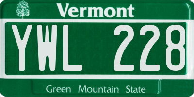 VT license plate YWL228