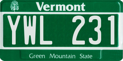 VT license plate YWL231