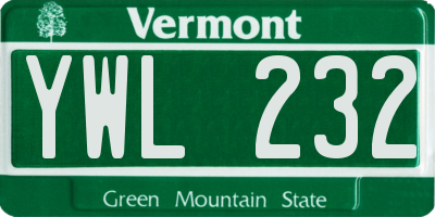 VT license plate YWL232