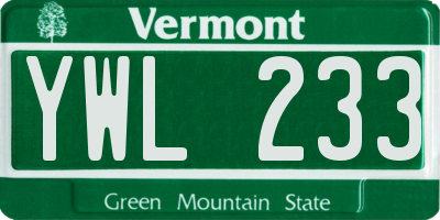 VT license plate YWL233