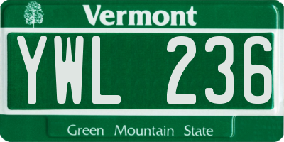 VT license plate YWL236