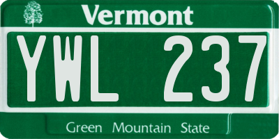 VT license plate YWL237