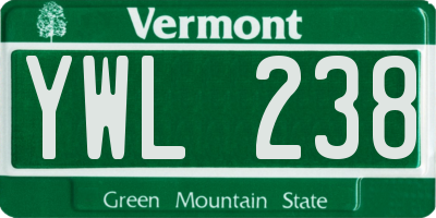 VT license plate YWL238