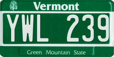 VT license plate YWL239