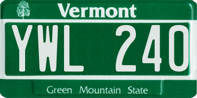 VT license plate YWL240