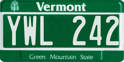 VT license plate YWL242