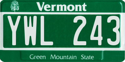 VT license plate YWL243