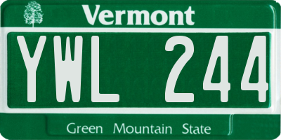 VT license plate YWL244