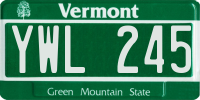 VT license plate YWL245