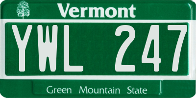 VT license plate YWL247