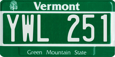VT license plate YWL251