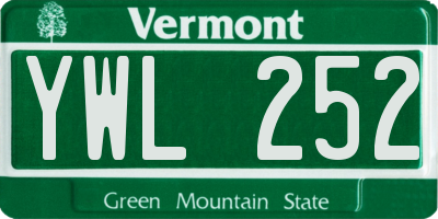 VT license plate YWL252