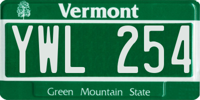 VT license plate YWL254