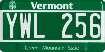 VT license plate YWL256