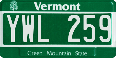 VT license plate YWL259