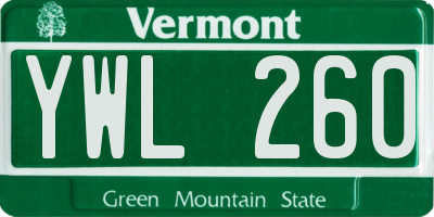 VT license plate YWL260