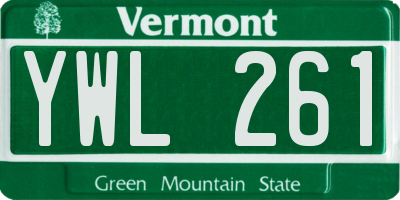 VT license plate YWL261