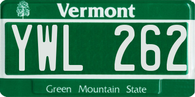 VT license plate YWL262