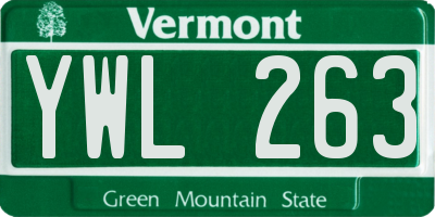VT license plate YWL263
