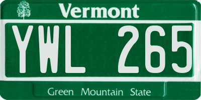 VT license plate YWL265