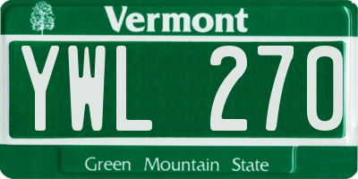 VT license plate YWL270